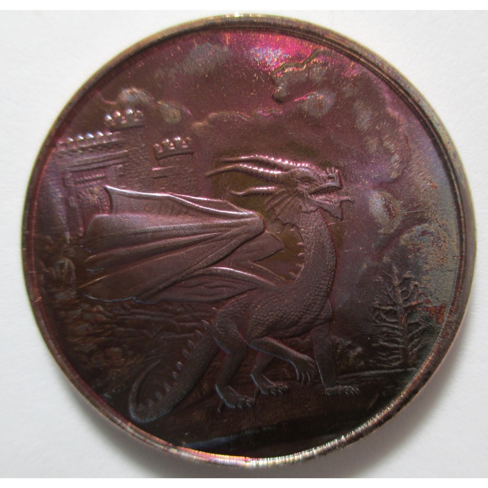 Celtic Lore: Welsh Red Dragon, 1 Oz Copper COLORED Coin